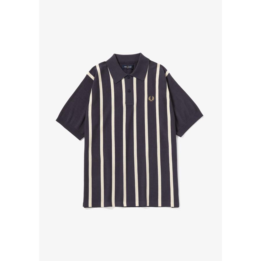 未使用級 フレッドペリー 完売品 ニットポロシャツ 半袖 ネイビー ストライプ 未使用級 フレッドペリー 完売品 ニットポロシャツ 半袖