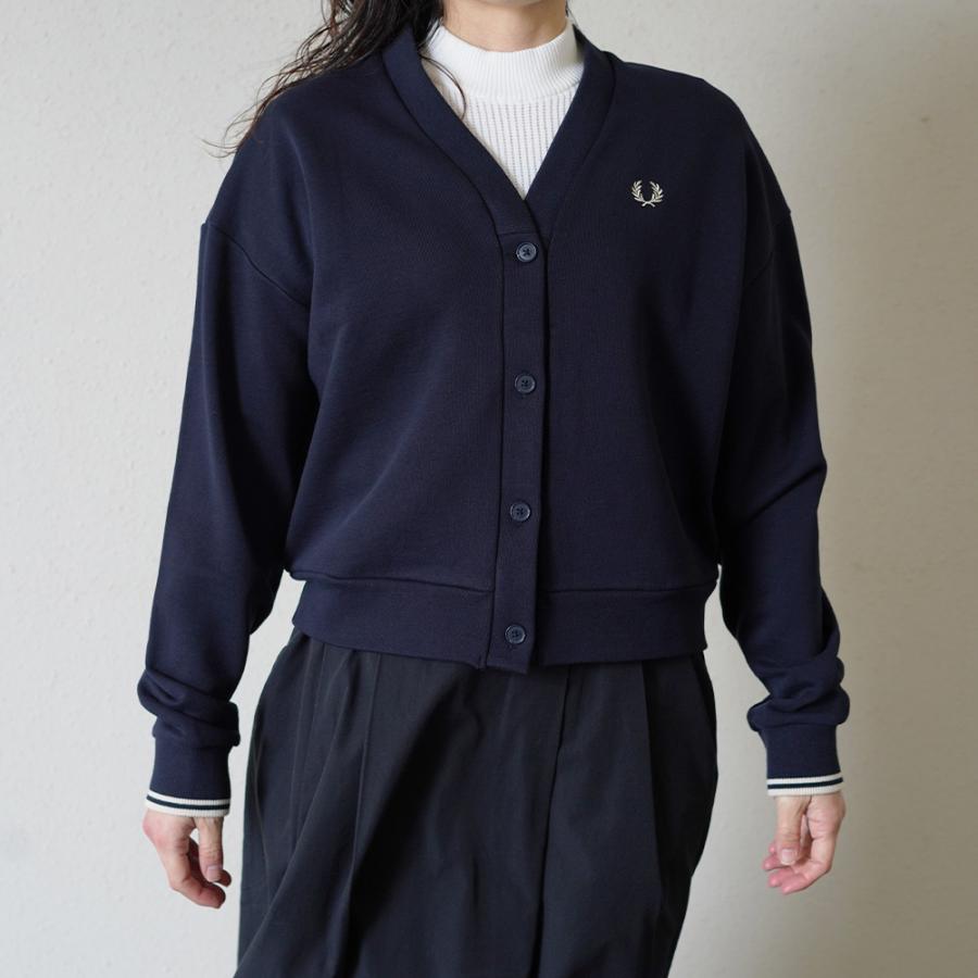フレッドペリー Tipped Crew Neck Cardigan FRED PERRY（フレッドペリー） カーディガン スウェット レディース V