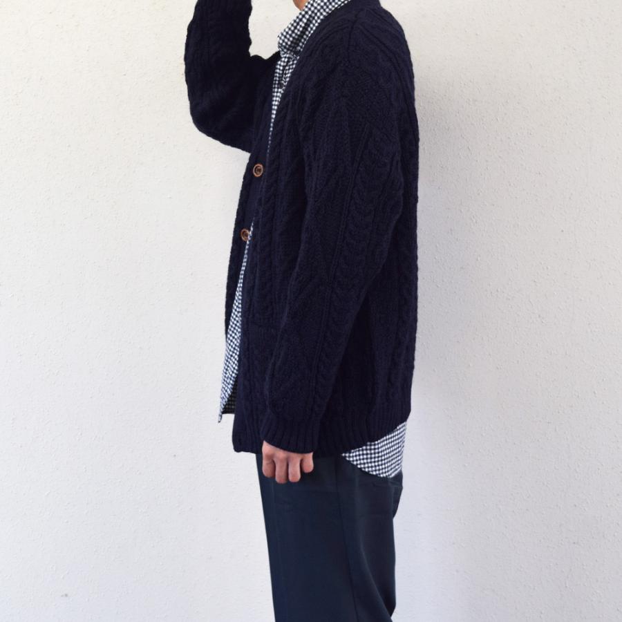 【maturely】バックオープン アランニット長袖カーディガン Oldderby Knitwear カーディガン アランニット リブ ニット トップス