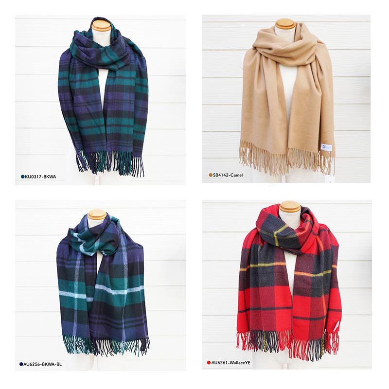 カシミヤJohnstonsジョンストンズ 大判ストール冬小物　ボリュームマフラー Johnstons of Elgin（ジョンストンズ オブ エルガン） イニシャル刺繍