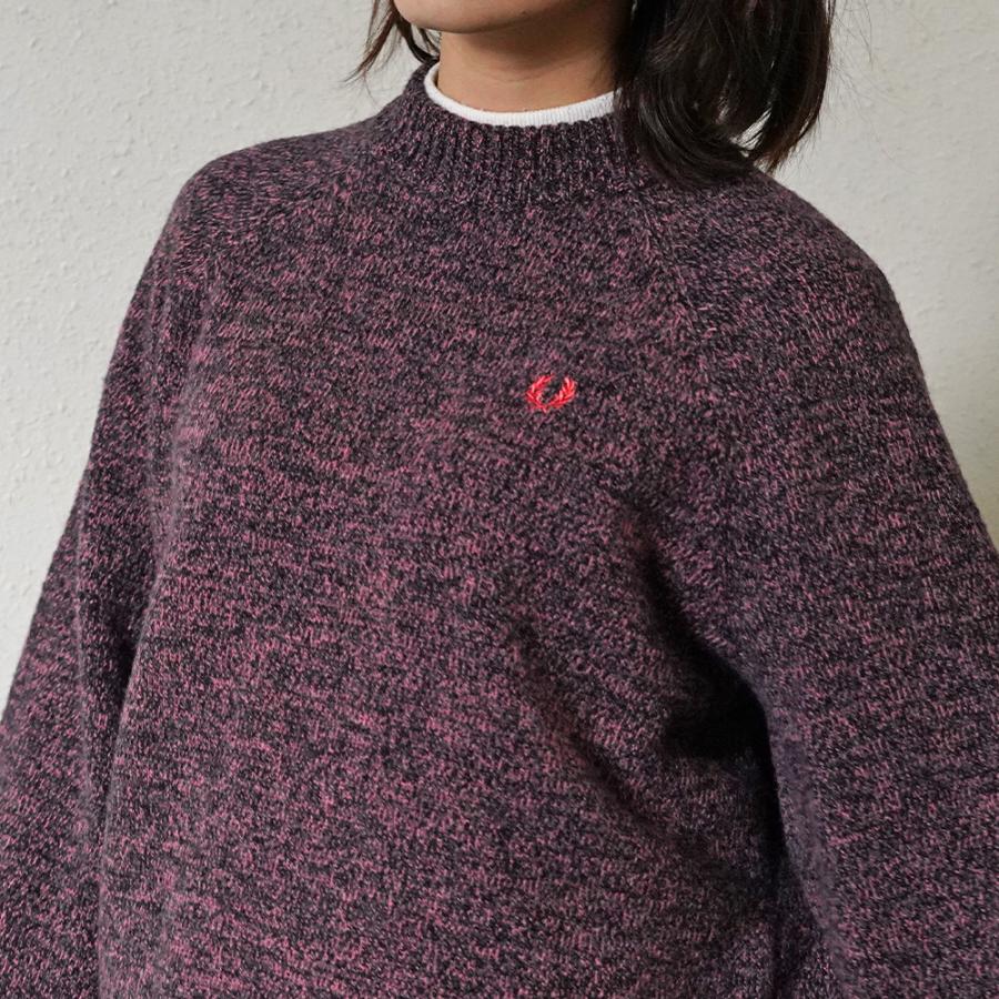 FRED PERRYフレッドペリー バイカラー モックネックニット ピンク FRED PERRYフレッドペリー バイカラー モックネックニット ピンク