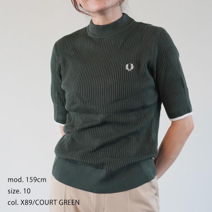 FRED PERRY クロシェ編み 半袖ニット ブラック FRED PERRY（フレッドペリー） ニット Tシャツ レディース 半袖 FRED