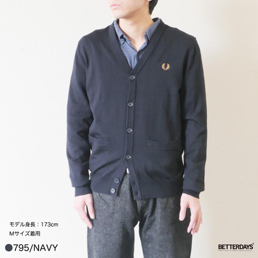 FRED PERRY ネイビー ヘンリーネック カーディガン FRED PERRY（フレッドペリー） カーディガン メンズ ニット Vネック