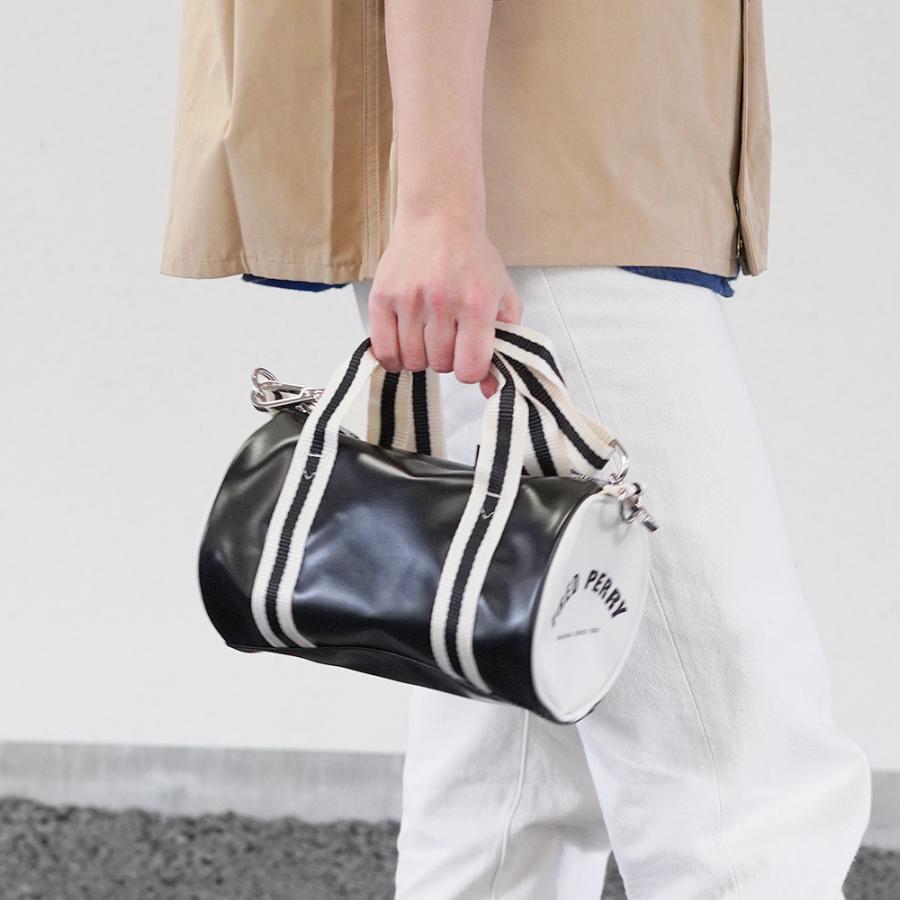 希少 Fred Perry ミニボストンバッグ キャンバス レザー FRED PERRY（フレッドペリー） ミニバレルバッグ ボストンバッグ