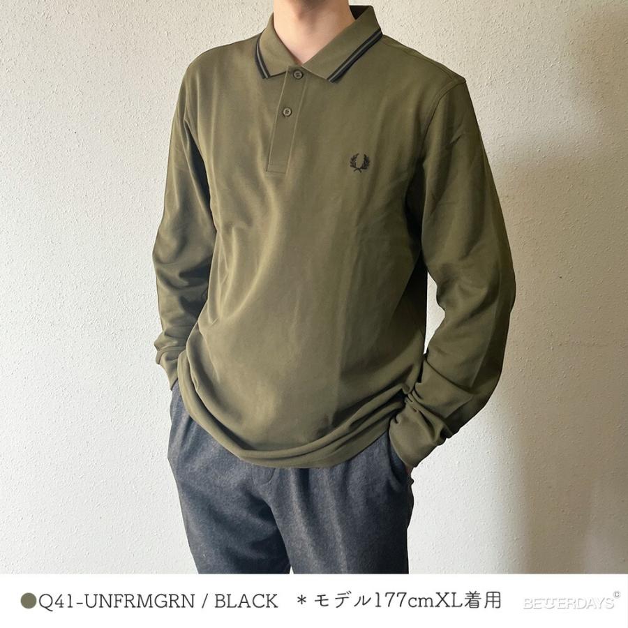 フレッドペリー　長袖　ポロシャツ　M3636 S 緑　白　ナイトグリーン FRED PERRY（フレッドペリー） 長袖ポロシャツ メンズ M3636_LS TWIN