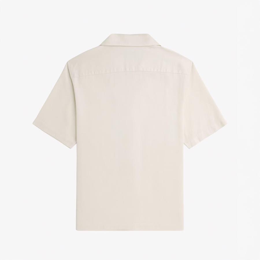 【FRED PERRY】半袖シャツ/オープンカラーシャツ/無地/刺繍/ロゴ/美品 FRED PERRY フレッドペリー オープンカラーシャツ メンズ 半袖