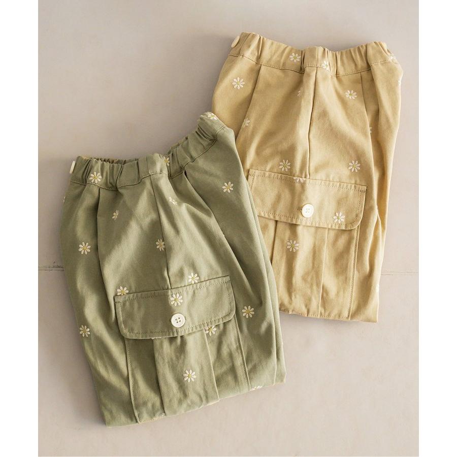 カーゴパンツ ズボン お花 刺繍 ゆったり ピードットプルミエ p