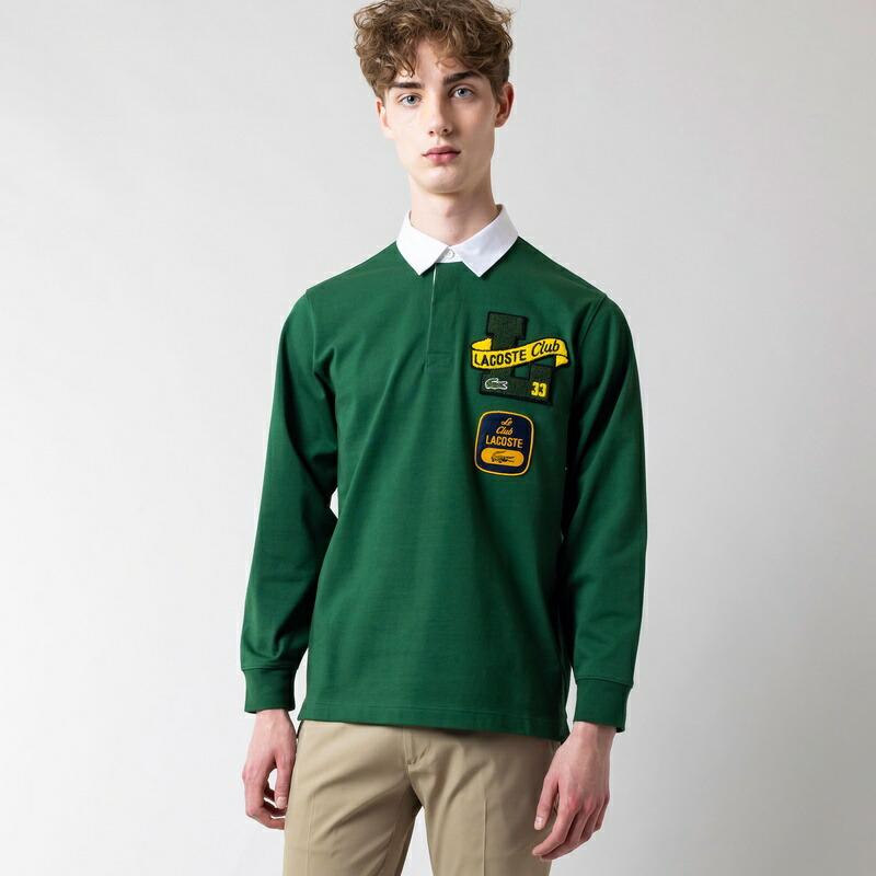 LACOSTE　ラコステ　ラガーシャツ　日本サイズMホワイト ヘリテージワッペン LACOSTE ラコステ ラガーシャツ 日本サイズMホワイト ヘリテージワッペン