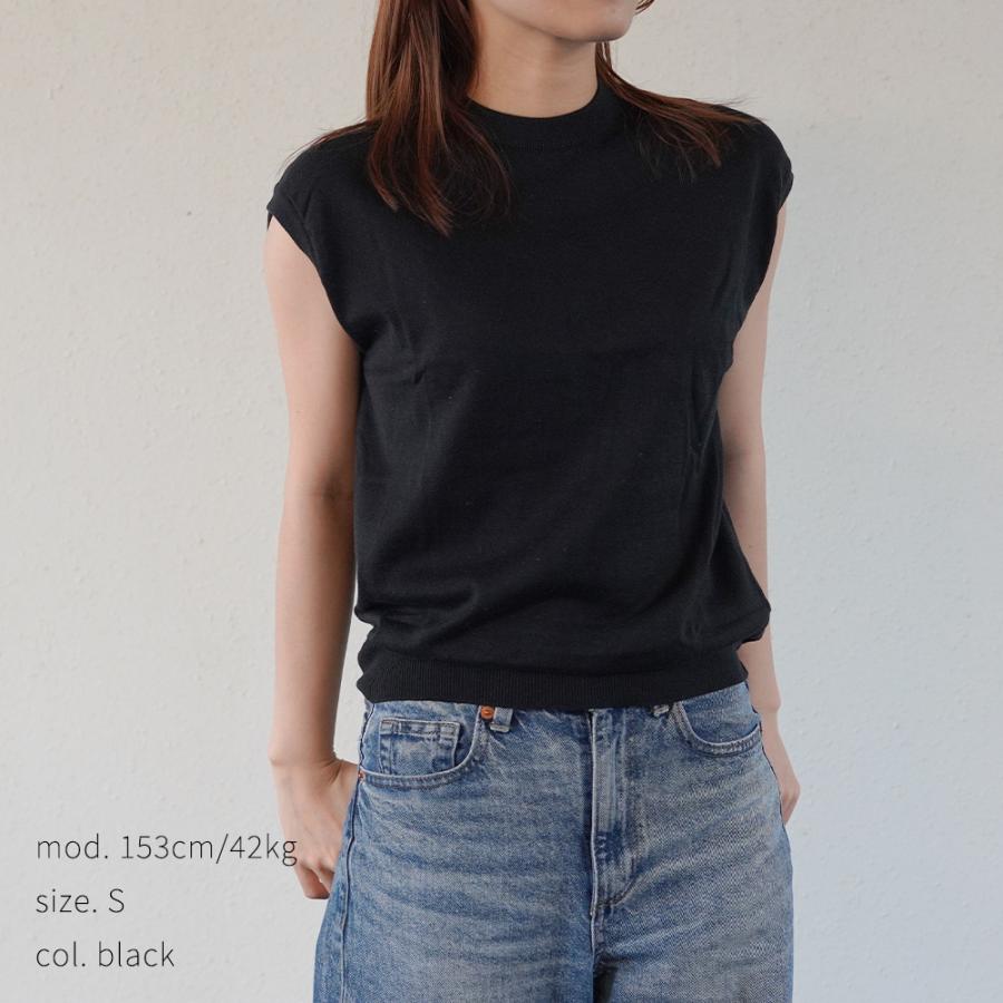 JOHN SMEDLEY シーアイランドコットン ニット ブラック L JOHN SMEDLEY（ジョンスメドレー） ノースリーブ ニット レディース