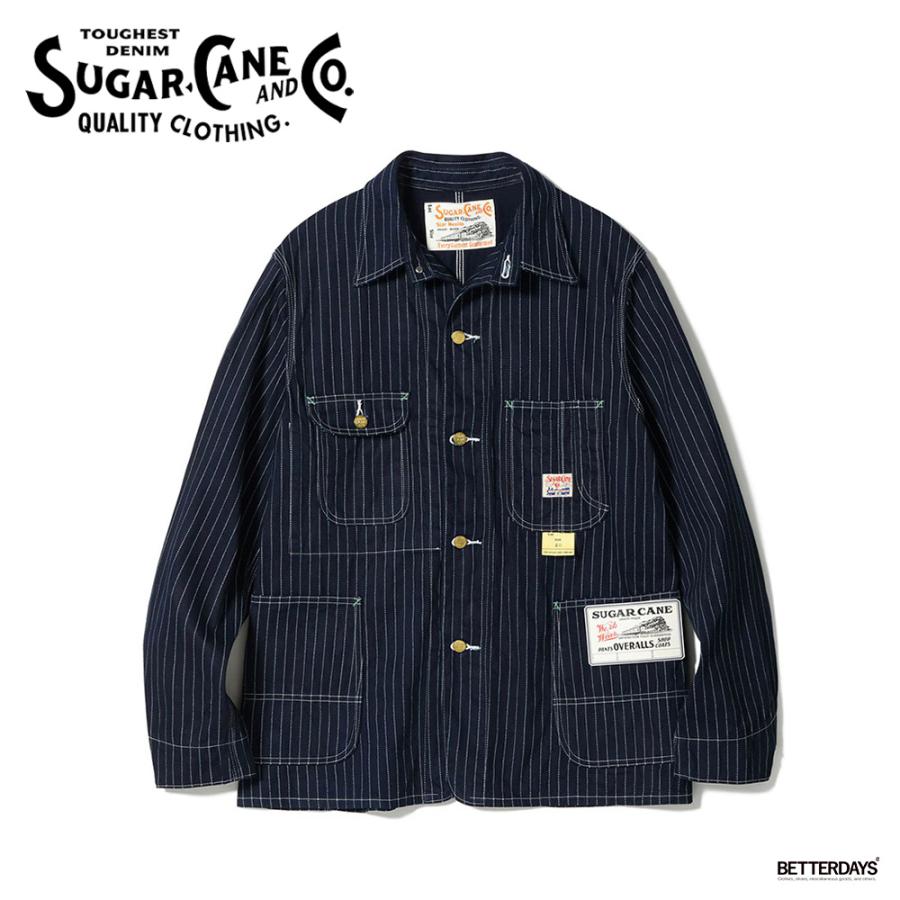 SUGAR CANE ワークコート メンズ デニム カバーオール ストライプ