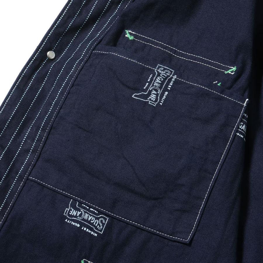 SUGAR CANE ワークコート メンズ デニム カバーオール ストライプ