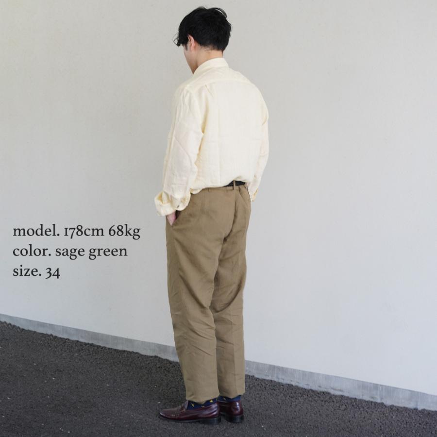 ボトムス メンズ パンツ アイリッシュリネン トラウザーズ ベルト
