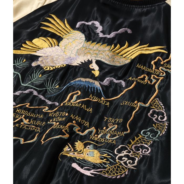 テーラー東洋 スカジャン メンズ リバーシブル アセテート スーベニアジャケット  TAILOR TOYO Early 1950s Style  JAPAN MAP× EAGLE & DRAGONの画像
