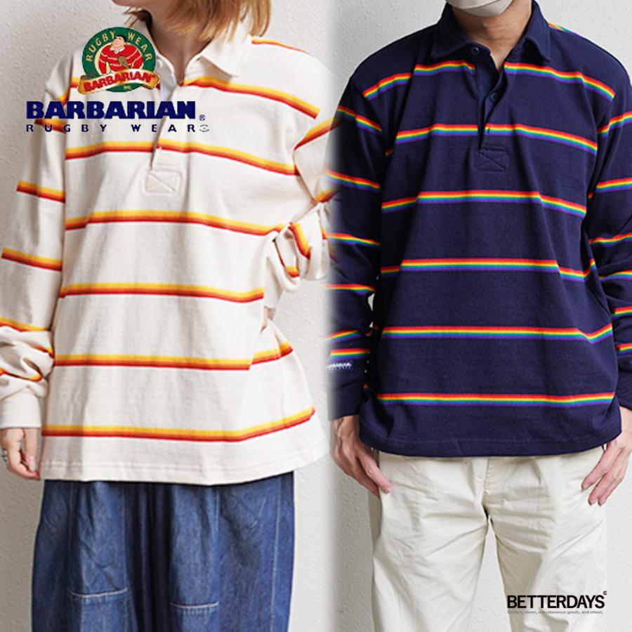 ラガーシャツ メンズ ユニセックス ポロシャツ 長袖 BARBARIAN