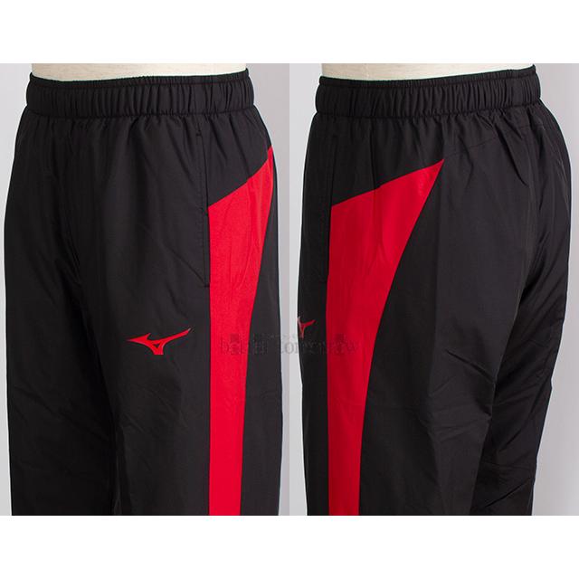 神奈川県某私立高校サッカー部　PUMA 中綿ウォーマーパンツ 黒/赤 10番台 MIZUNO（ミズノ） MIZUNO MCライン ブレスサーモ ウォーマーパンツ