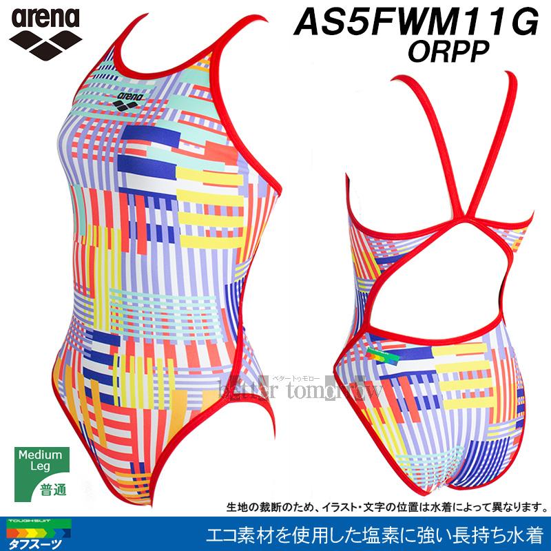 競泳水着 ジュニア女子 練習用 arena アリーナ 140cm AS5FWM11G オレンジ×パープル ORPP タフスーツ 練習用水着 /11月30日まで15%OFF | アリーナ | 01