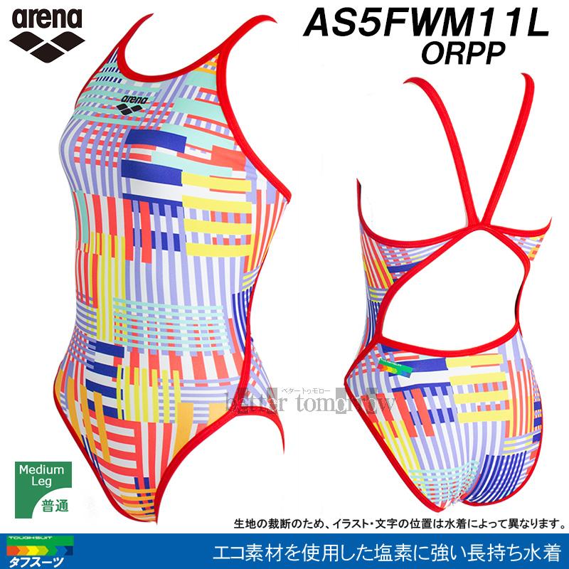 アリーナ arena 競泳水着 レディース 練習用 Sサイズ AS5FWM11L オレンジ×パープル ORPP タフスーツ 練習用水着 /20%OFFの画像