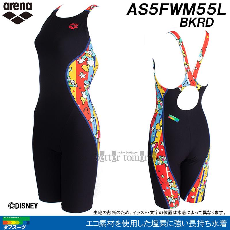 Mサイズ アリーナ 競泳水着 レディース 練習用 AS5FWM55L ブラック×レッド BKRD タフハーフスパッツ ディズニー "ドナルド" /20%OFF_1