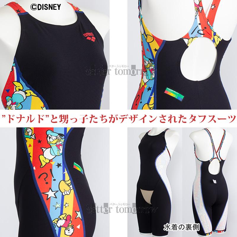 Mサイズ アリーナ 競泳水着 レディース 練習用 AS5FWM55L ブラック×レッド BKRD タフハーフスパッツ ディズニー "ドナルド" /20%OFF_2