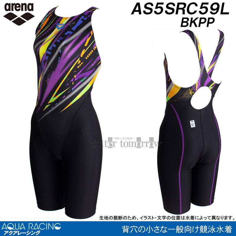アリーナ 競泳水着 レディース WA承認 Oサイズ AS5SRC59L ブラック×パープル BKPP ライン柄 アクアレーシング /期間限定!!11月30日まで30%OFF | アリーナ | 01
