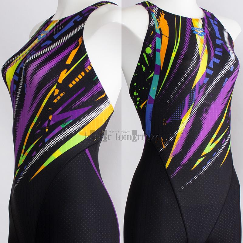 アリーナ 競泳水着 レディース WA承認 Oサイズ AS5SRC59L ブラック×パープル BKPP ライン柄 アクアレーシング /期間限定!!11月30日まで30%OFF | アリーナ | 03