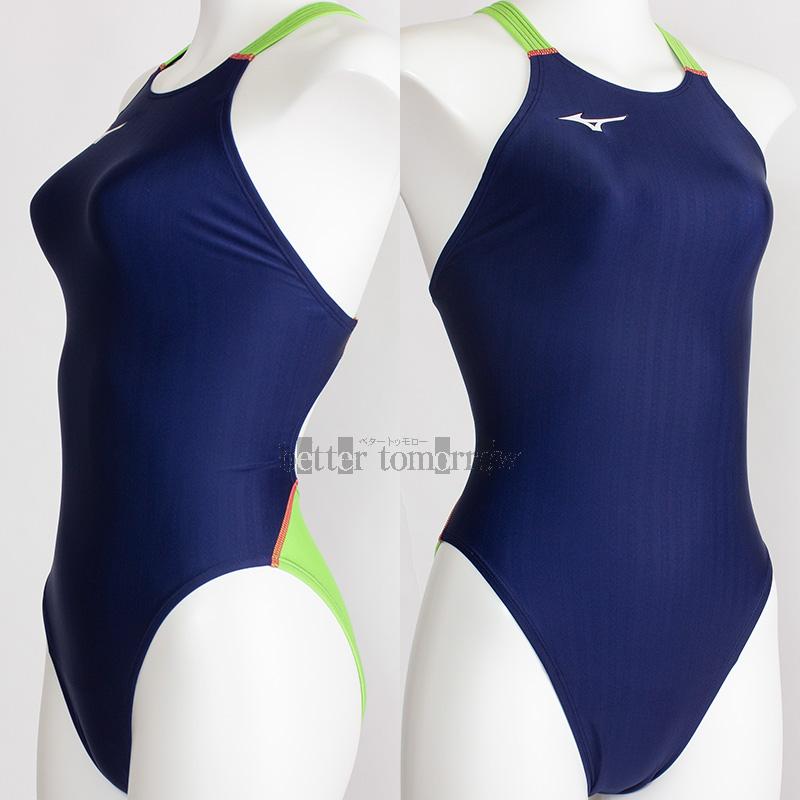 MIZUNO（ミズノ） レディース 競泳水着 N2JQ122314 ネイビー×ライム