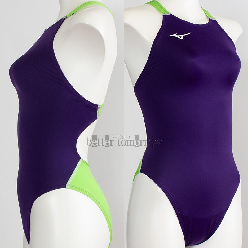 MIZUNO（ミズノ） レディース 競泳水着 ハイカット ハイレグ 紫色 WA