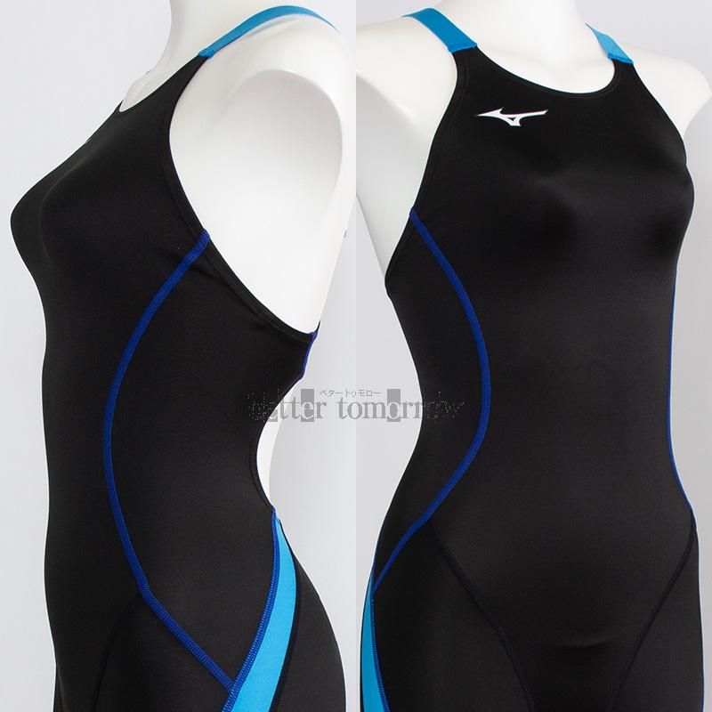 MIZUNO（ミズノ） 競泳水着 レディース N2MGC72492 ブラック×サックス