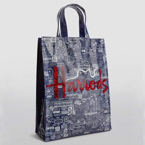 Harrods（ハロッズ） 正規品 PVC 紺色 赤Harrods トートバック Mサイズ
