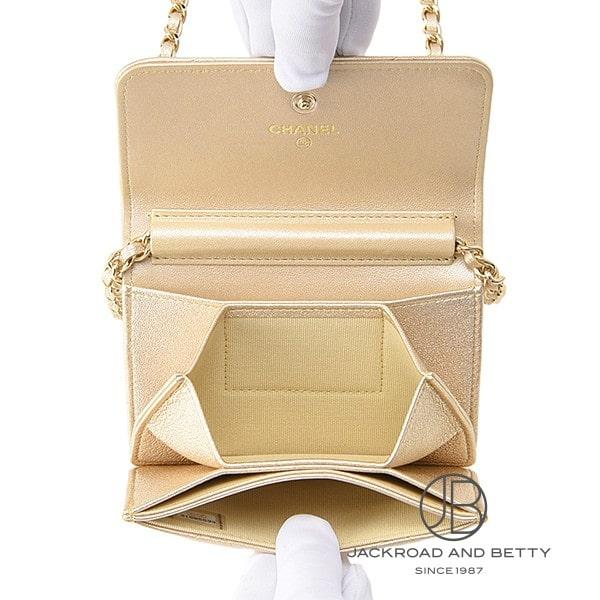 シャネル CHANEL マトラッセ カメリア ミニ チェーン ウォレット 