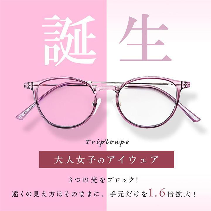 トリプルーペ triploupe ルーペ 眼鏡 メガネ 拡大鏡 東海光学 ブルー 