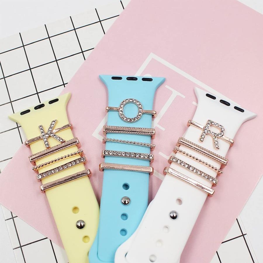 Apple Watch applewatch バンド イニシャル チャーム キラキラ ピンク