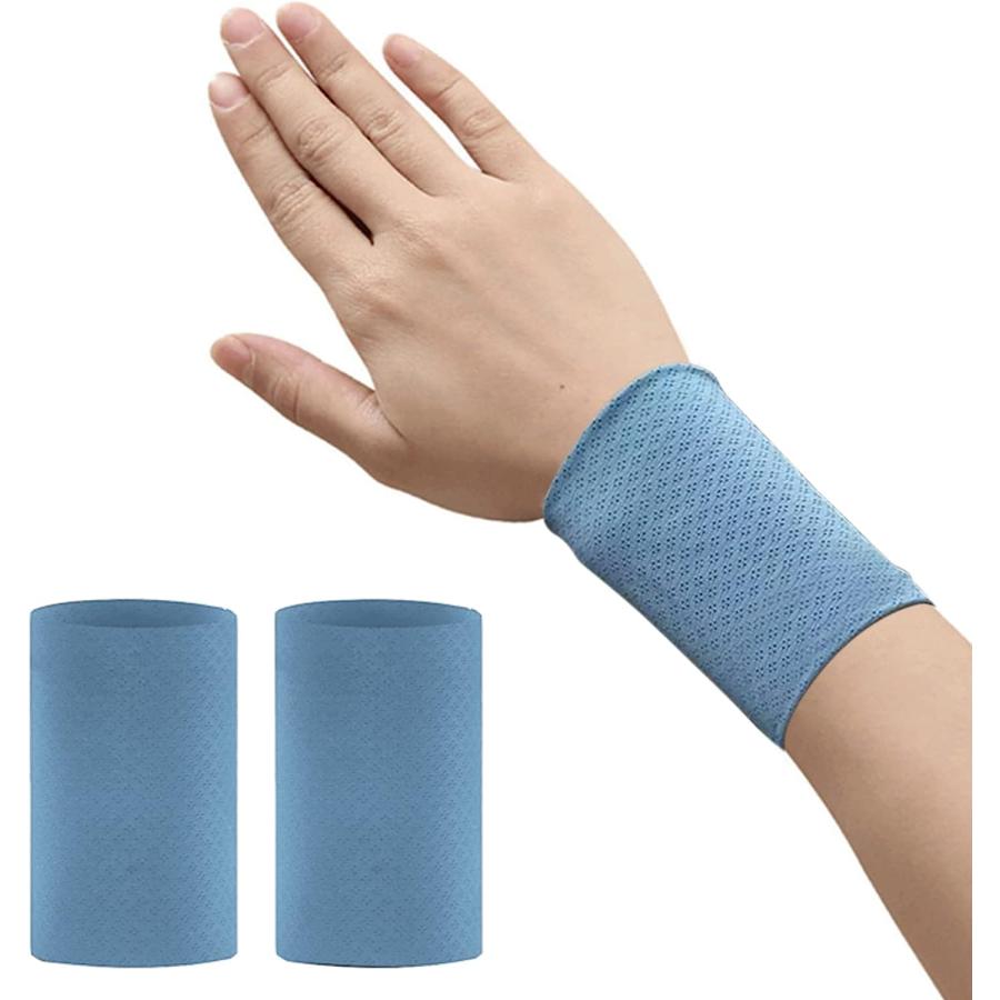 リストバンド 薄手 スポーツ ロング 汗止め 腕時計 野球 キッズ 黒 青