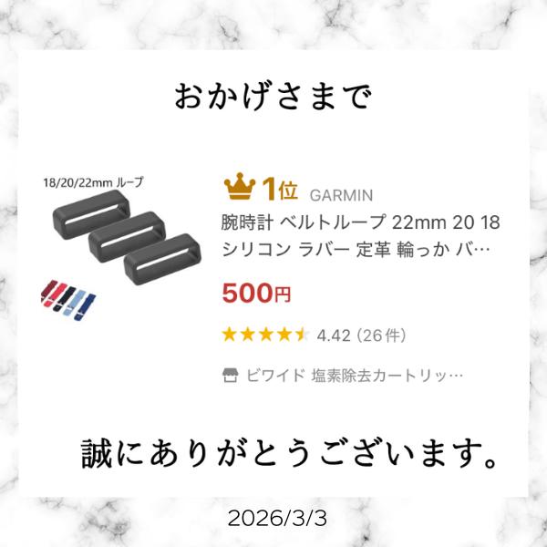GARMIN（ガーミン） 時計 ベルトループ 22mm 20 18 シリコン ラバー 遊