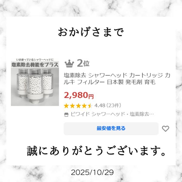 塩素除去 シャワーヘッド カートリッジ カルキ フィルター 日本製 Ver