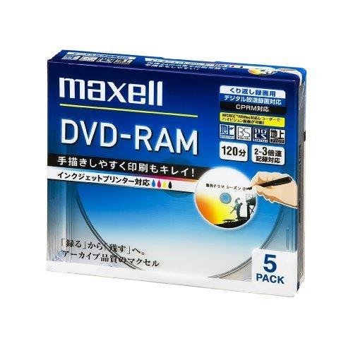 【数量は多】 maxell 録画用 DVD-RAM 120分 3倍速対応 インクジェットプリンタ対応ホワイト(ワイド印刷) 5枚 5mmケース入 DM120P CDメディア