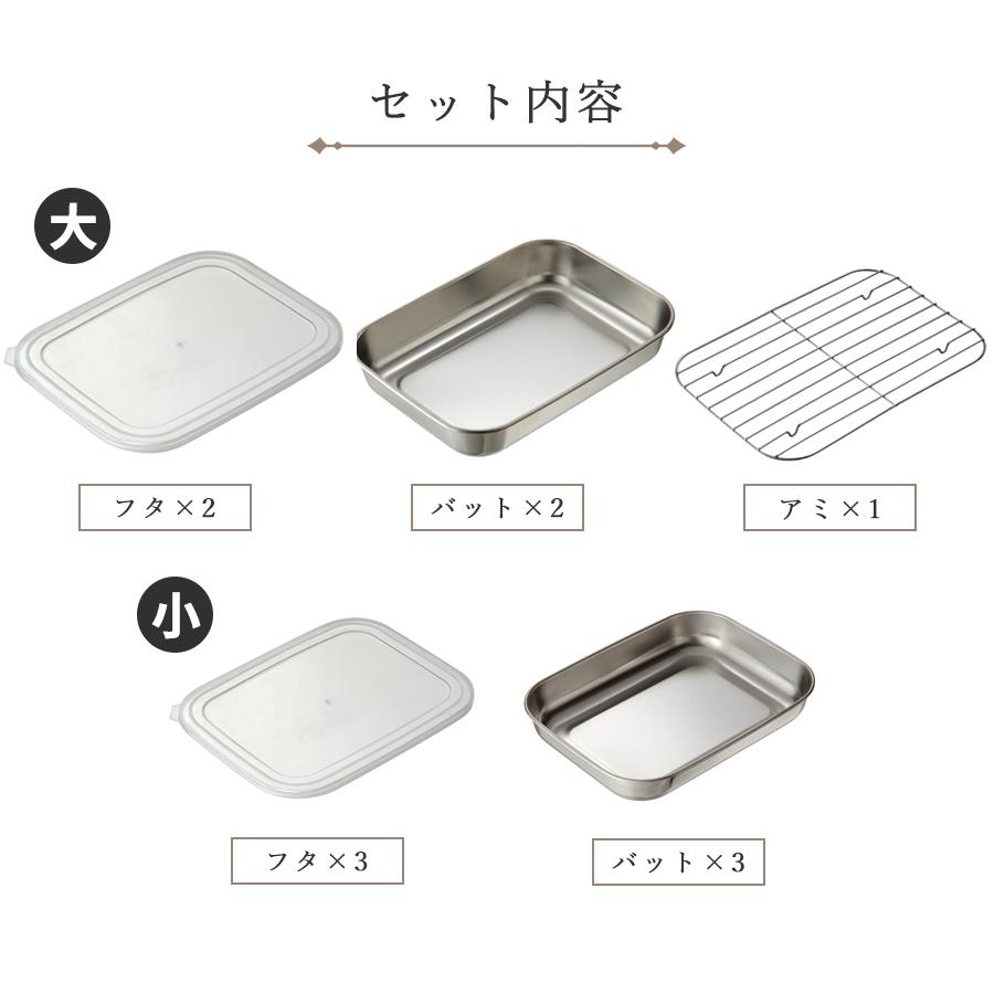 オークス 調理用バットセット 5個セット 重なる フタ付き アミ オークス 調理用バットセット 5個セット 重なる フタ付き アミ