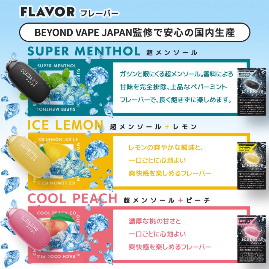 ICEBERG Dispo 使い捨て 電子タバコ ベイプ 強メンソール ペパーミント ピーチ 桃 レモン 持ち運び 充電式 ニコチン タール0 コンパクト 持ち運びシーシャ |  | 10