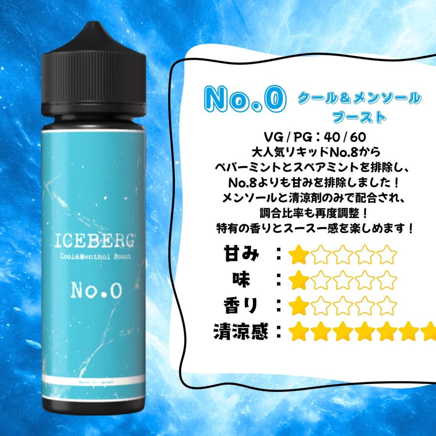 電子タバコ リキッド ICEBERG 60ml 9種 日本製 国産 強 メンソール アイスバーグ 売上3万本突破 夏 おすすめ ベイプ VAPE 禁煙 爆買 | ICEBERG | 12