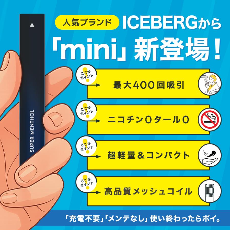 【ICEBERG mini】コンパクトで充電の必要もない［使い捨てシーシャ］が登場 / 400パフ（アイスバーグミニ） |  | 01