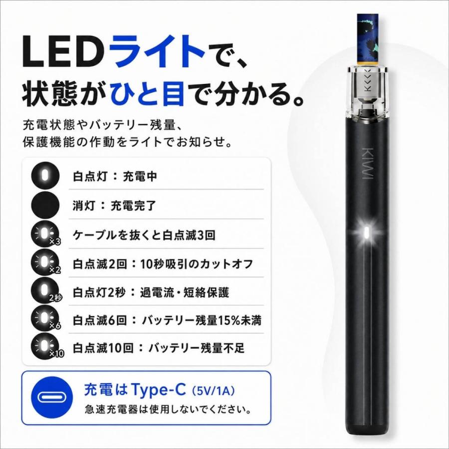 KIWI Spark コンプリートセット 電子タバコ VAPE スターターキット 本体 POD リキッド付 禁煙 減煙 ニコチン0 シーシャ |  | 10