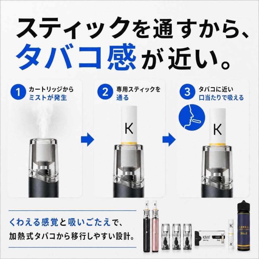 KIWI Spark コンプリートセット 電子タバコ VAPE スターターキット 本体 POD リキッド付 禁煙 減煙 ニコチン0 シーシャ |  | 05