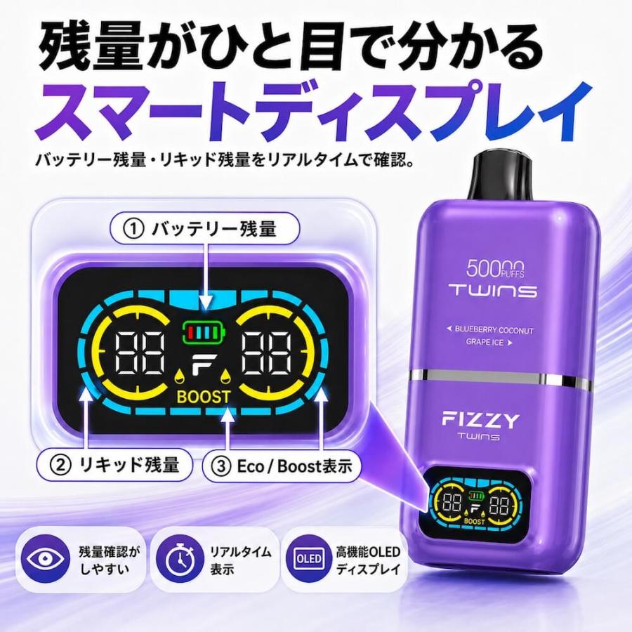 Fizzy Twins 50000パフ 電子タバコ 使い捨て シーシャ VAPE リキッド ニコパフ |  | 04