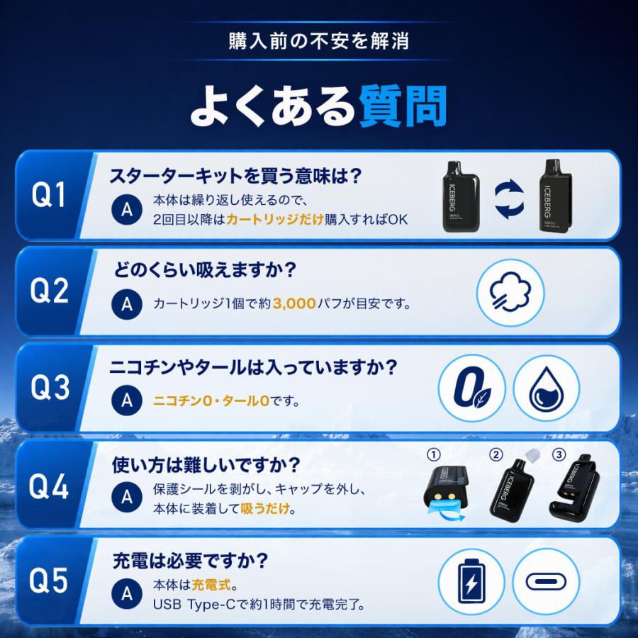 電子タバコ 全額返金保証付き ICEBERG Dispo2 国産 日本製 リキッド 本体 VAPE ベイプ シーシャ ニコパフ 爆買 | ICEBERG | 15