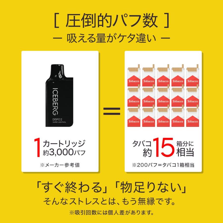 電子タバコ 使い捨て ICEBERG Dispo2 アイスバーグディスポ2 シーシャ VAPE ベイプ 水蒸気 本体 最新型 |  | 04