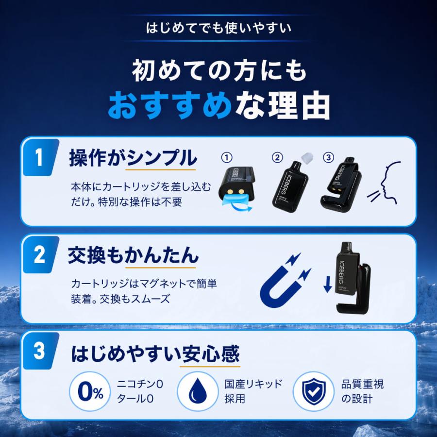 電子タバコ 全額返金保証付き ICEBERG Dispo2 国産 日本製 リキッド 本体 VAPE ベイプ シーシャ ニコパフ 爆買 | ICEBERG | 13