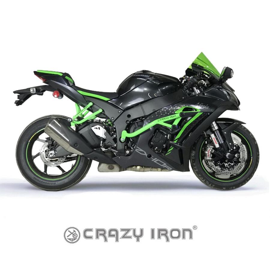 ZX-10R 2011-2021 クラッシュバー エンジンガード スライダー スタントケージ レースレール カワサキ CRAZY IRON [輸入代行/メーカー直送]｜bezipang｜05