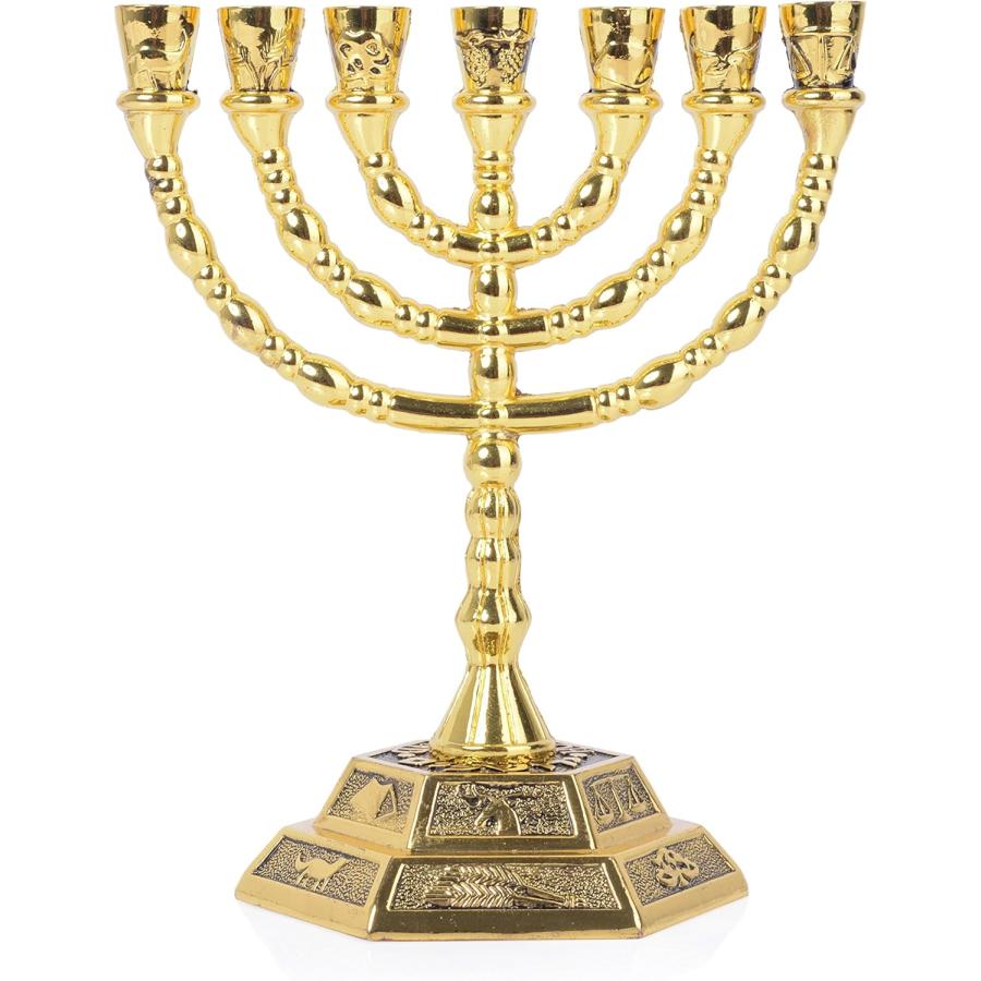 メノーラー 7枝燭台 ハヌッキーヤー 亜鉛合金製 ゴールドメッキ 燭台