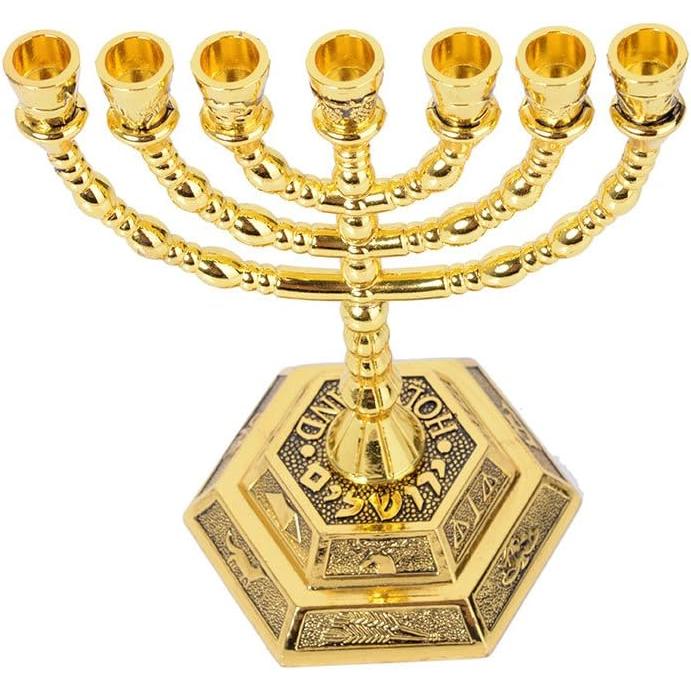 メノーラー 7枝燭台 ハヌッキーヤー 亜鉛合金製 ゴールドメッキ 燭台
