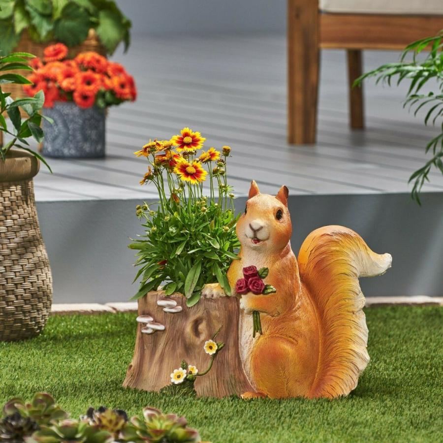 リスのプランター 鉢植え 置物 ガーデニング 庭 動物 装飾 : B&E